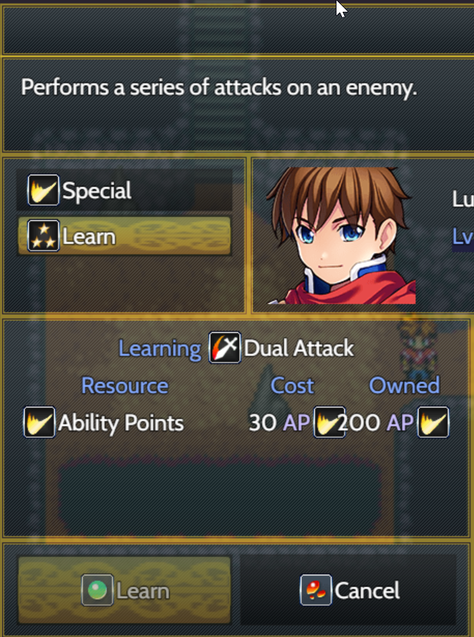 Skill Learn popup window